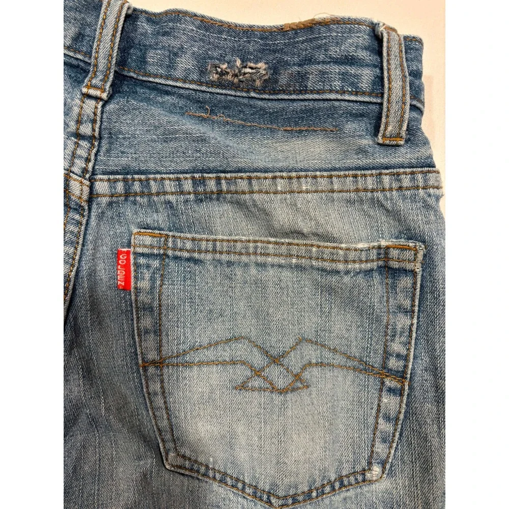 Golden Denim Straight Leg Jeans Medium Wash Distressed Size 28 Vintage Style